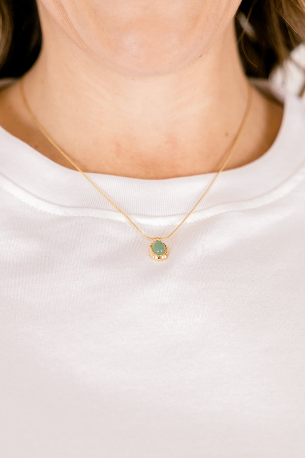 Chic Soul plus size clothing, gold and green gemstone pendant necklace