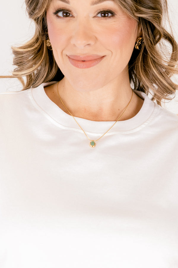 Chic Soul plus size clothing, gold and green gemstone pendant necklace