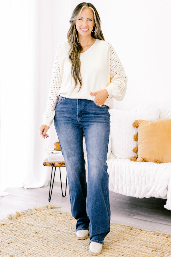 Chic Soul plus size clothing, dark wash straight leg denim jeans