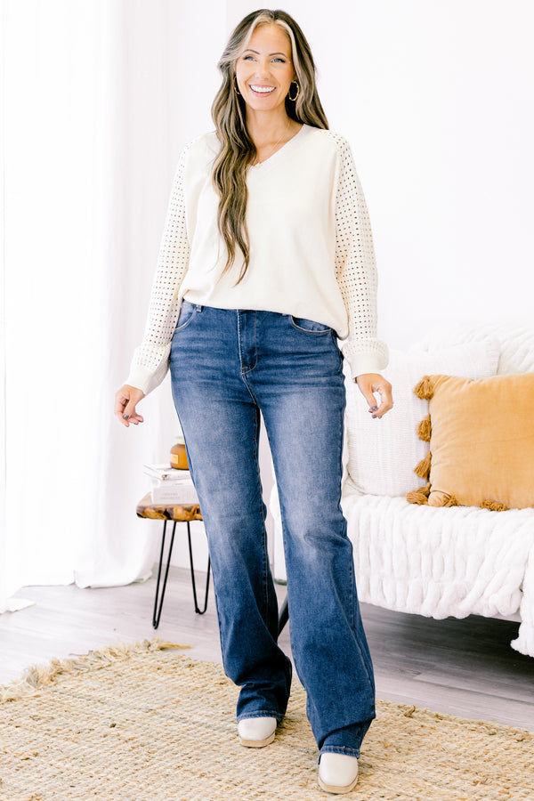 Chic Soul plus size clothing, dark wash straight leg denim jeans