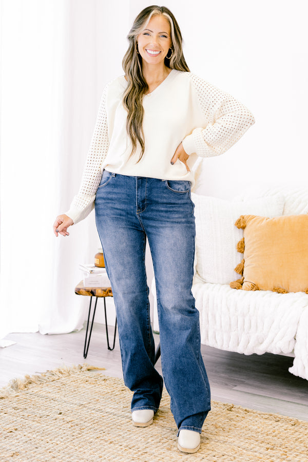 Chic Soul plus size clothing, dark wash straight leg denim jeans