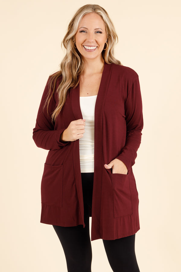 Kindness and Compassion Cardigan, Dark Burgundy – Chic Soul