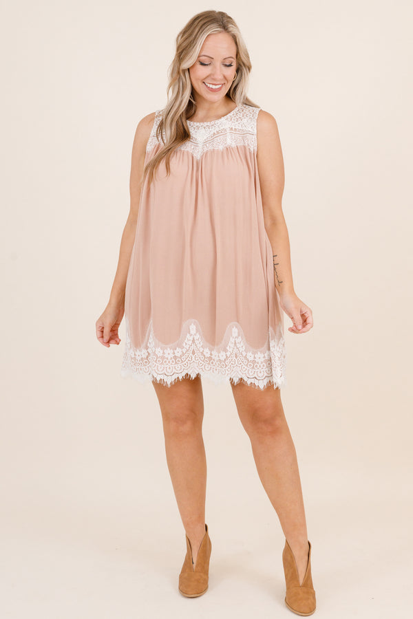 Laced With Love Dress, Latte