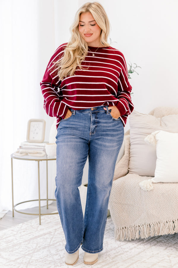 Chic Soul plus size clothing, medium dark wash straight leg blue jeans