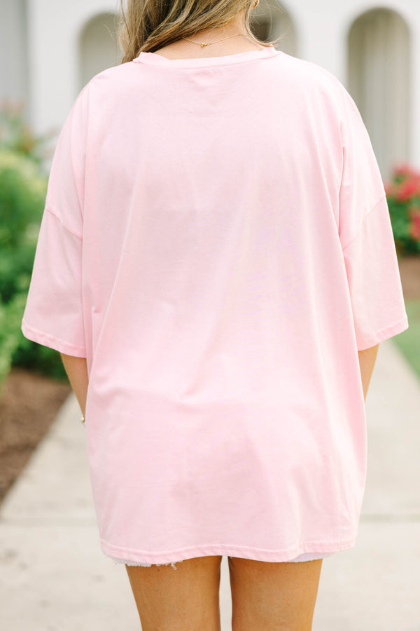 Plus Size dusty pink oversized boyfriend tee with a green alligator graphic and 