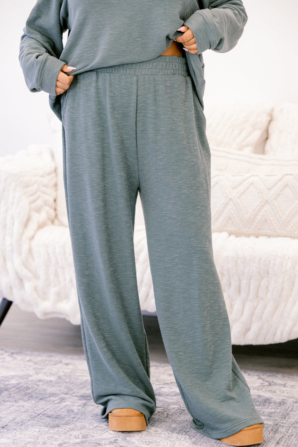 Chic Soul plus size clothing, ash grey long sleeve and straight leg lounge pant matching set 