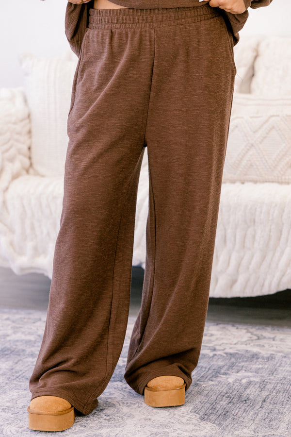 Chic Soul plus size clothing, brown long sleeve and lounge wide leg pants matching set