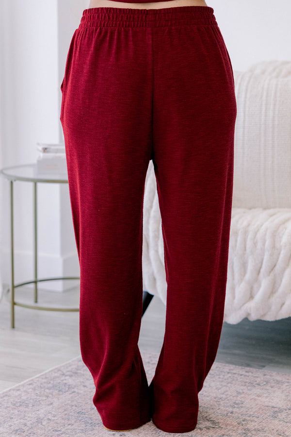 Chic Soul plus size clothing, cabernet colored set with pats and a long sleeve top 