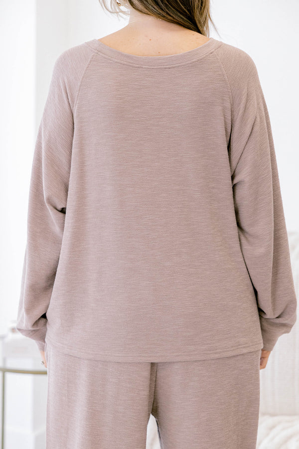 Chic Soul plus size clothing, light brown long sleeve and pants lounge set