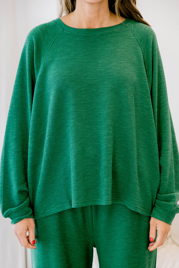 Chic Soul plus size clothing, dark green long sleeve and pants lounge set