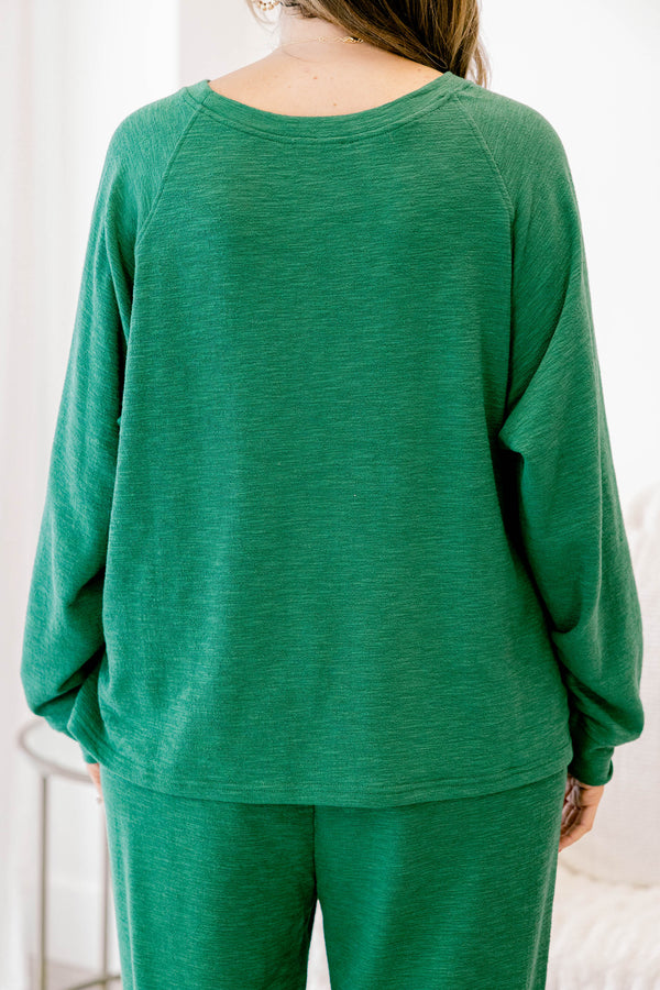 Chic Soul plus size clothing, dark green long sleeve and pants lounge set