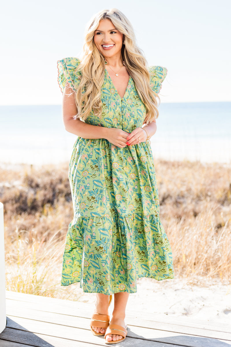 Women's Learning To Grow Dress, Green | Size: 1X By Chic Soul Women's Learning To Grow Dress, Green | Size: 1X By Chic Soul