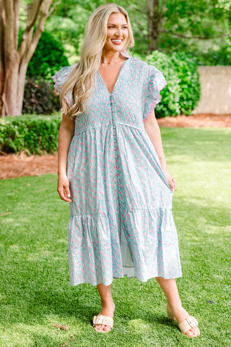 midi dress sky blue Learning To Grow Dress, Sky Blue – Chic Soul