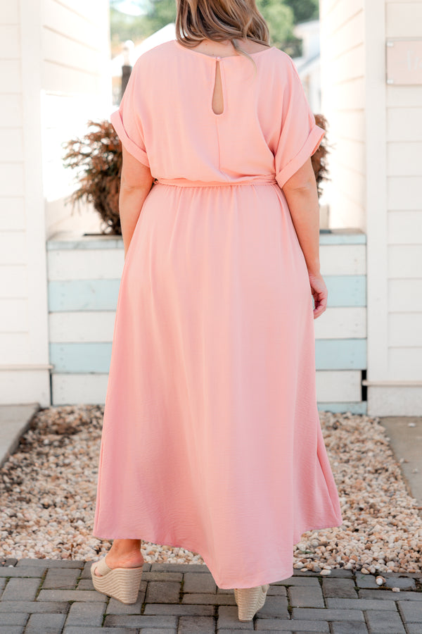 Chic Soul plus size clothing, mauve hi low dress with criss cross hemline and a tie at waist