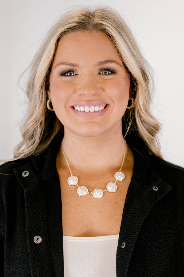 Chic Soul plus size clothing, gold chain necklace with pearl coins 