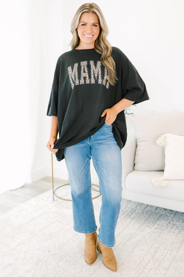 Chic Soul plus size clothing, black short sleeve graphic tee with the words 