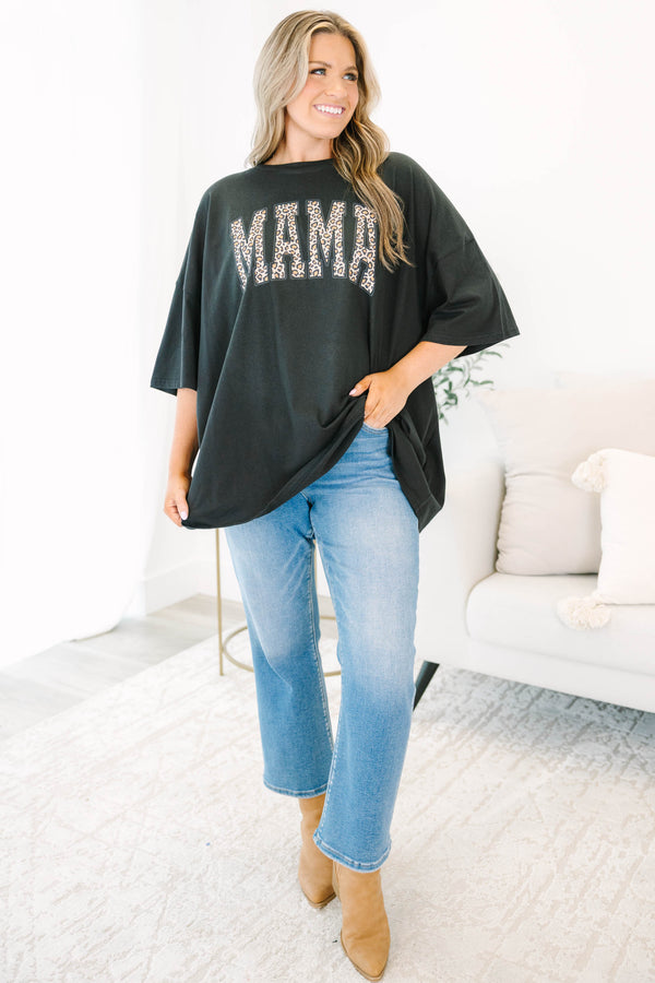 Chic Soul plus size clothing, black short sleeve graphic tee with the words 