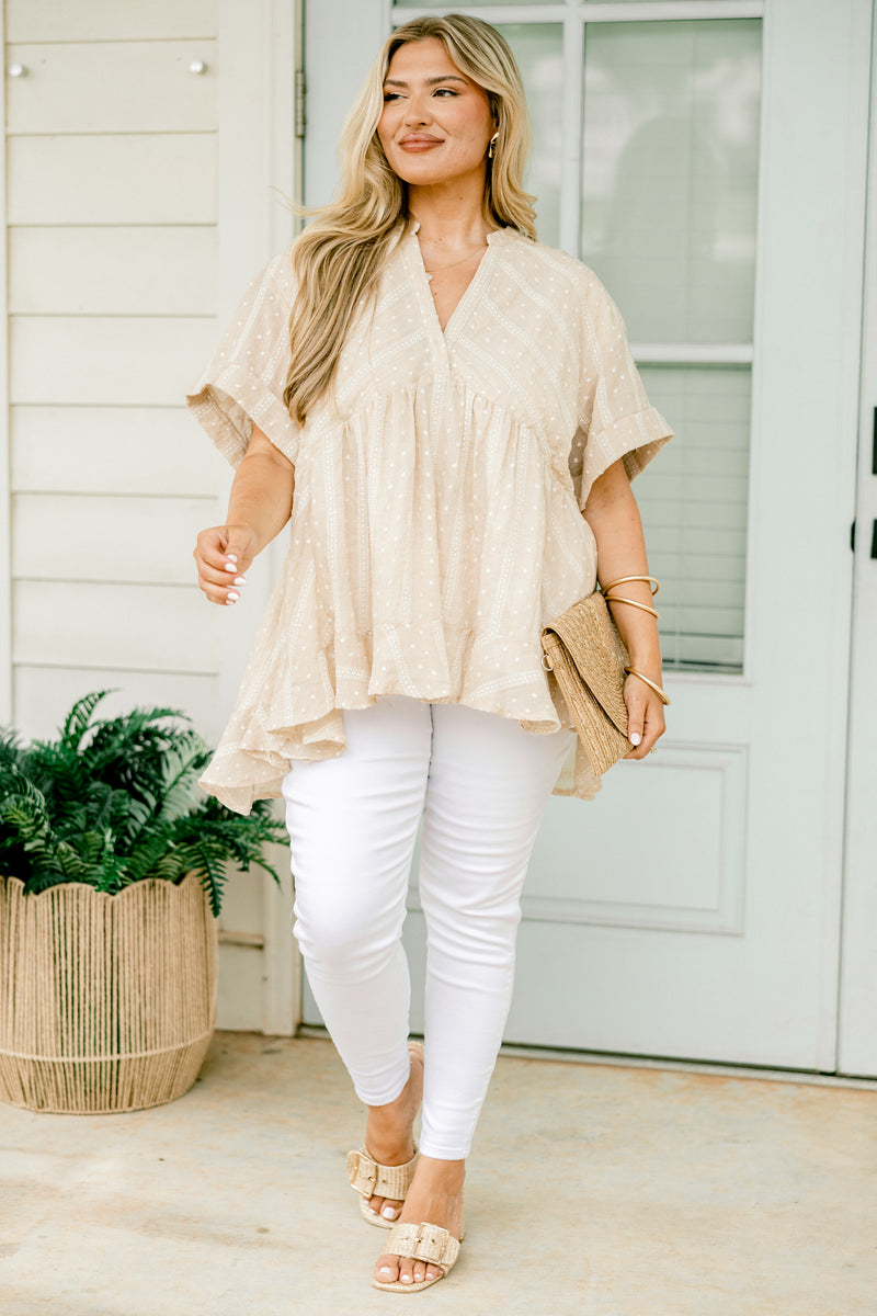 Let Me Travel Around Top, Taupe – Chic Soul