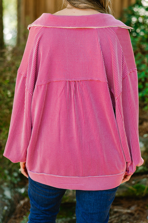 Chic Soul plus size clothing, mauve button up long sleeve top with  a pocket on each side of the chest and a ribbed texture 