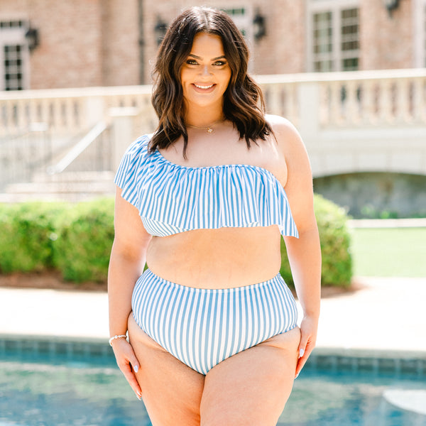 Let's Go Watch The Sunset Swim Top, Blue