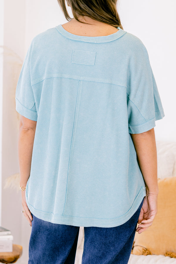 Chic Soul plus size clothing, crew neck blue dolman top