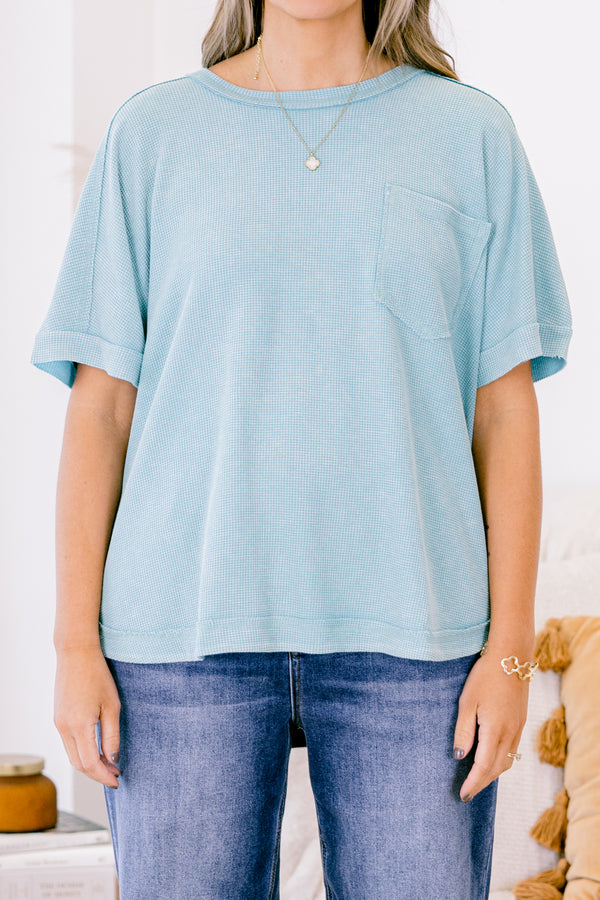 Chic Soul plus size clothing, crew neck blue dolman top