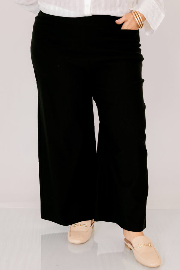 Chic Soul plus size clothing, black wide leg pants 