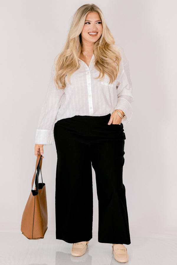 Chic Soul plus size clothing, black wide leg pants 