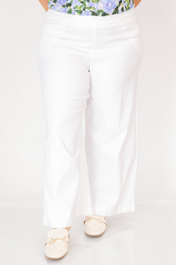Chic Soul plus size clothing, white straight leg linen pants
