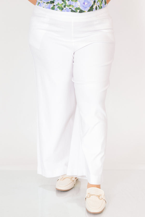 Chic Soul plus size clothing, white straight leg linen pants
