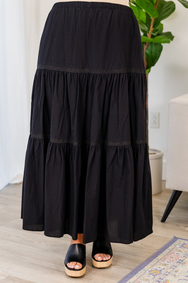 Plus size long black skirt elastic waistband best sale