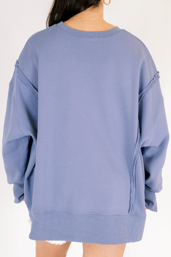 Chic Soul plus size clothing, denim blue crewneck pullover with red lobster line art graphic 