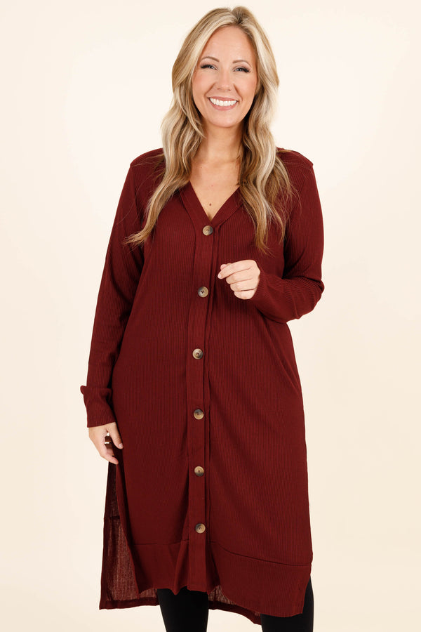 Dark deals burgundy cardigan