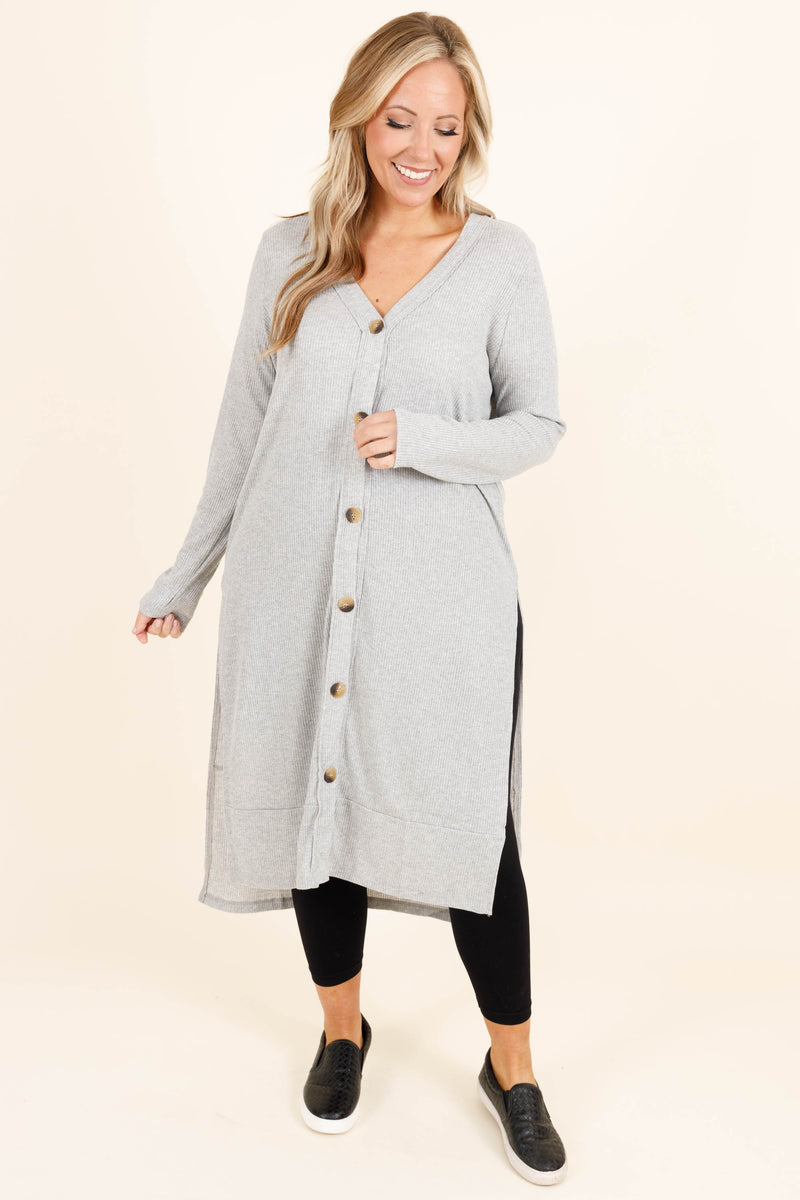 Long Way From You Cardigan Heather Grey Chic Soul