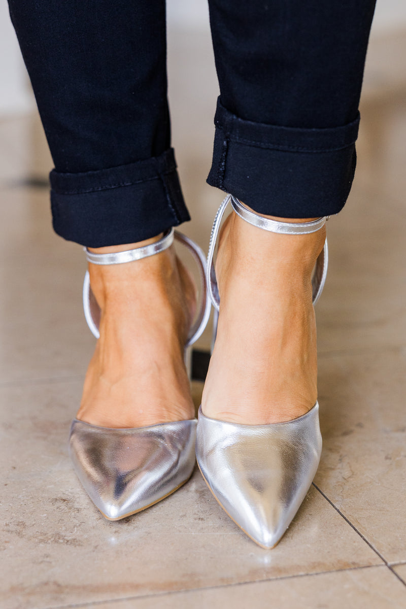 Women's Look Impressed Heels, Silver | Size: 6 By Chic Soul Women's Look Impressed Heels, Silver | Size: 6 By Chic Soul