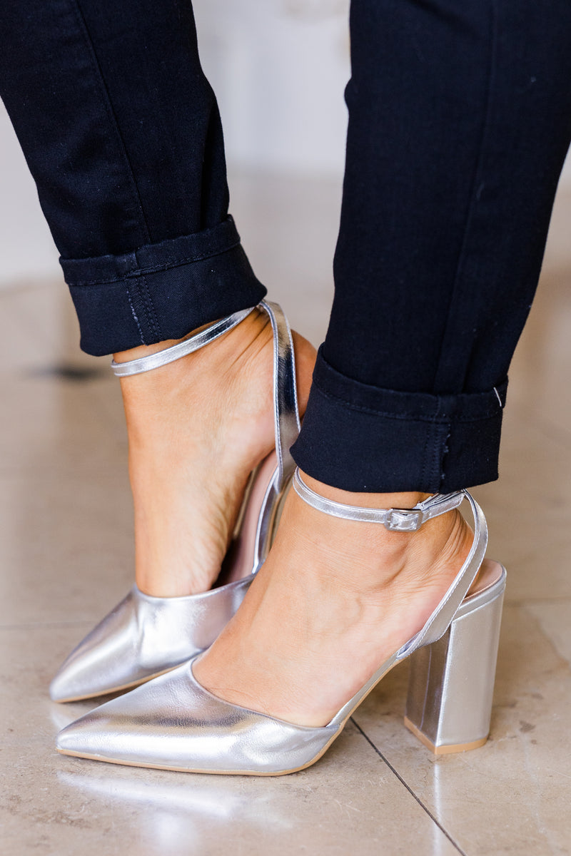 silver block heel dress shoes Tulleen Pleated Lined Band Block Heels In Silver at Nordstrom, Size 11