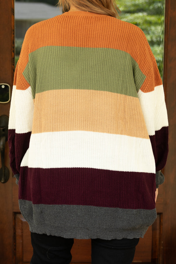 Chic Soul plus size clothing, fall colored striped cardigan