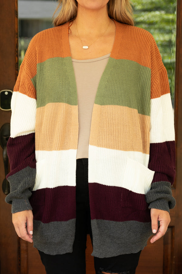 Chic Soul plus size clothing, fall colored striped cardigan