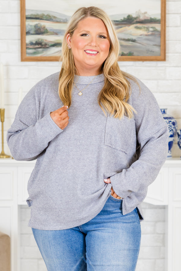 Lookin' Good Feelin' Better Sweater, Heather Gray