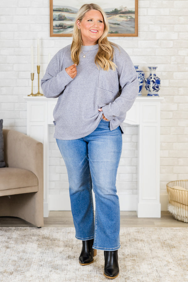 Lookin' Good Feelin' Better Sweater, Heather Gray