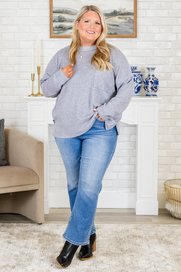 Lookin' Good Feelin' Better Sweater, Heather Gray