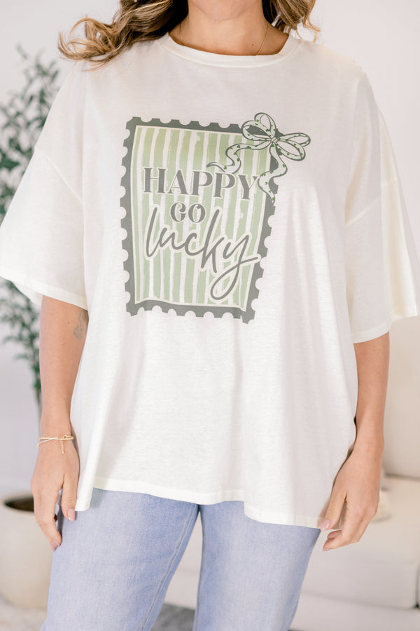 Looking for Luck Boyfriend Tee, Ivory