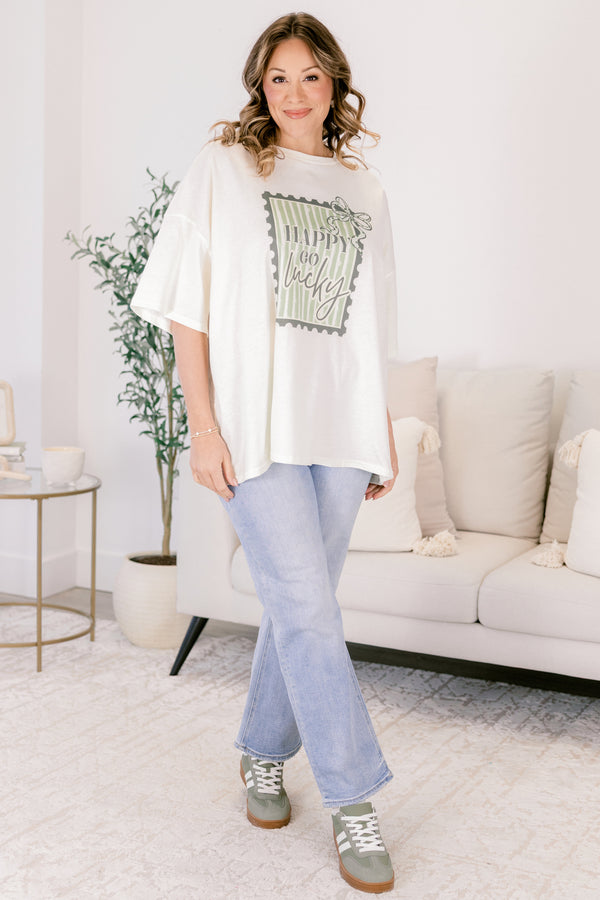 Looking for Luck Boyfriend Tee, Ivory