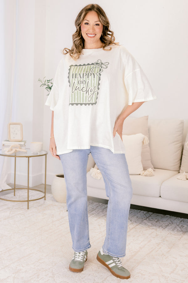 Looking for Luck Boyfriend Tee, Ivory