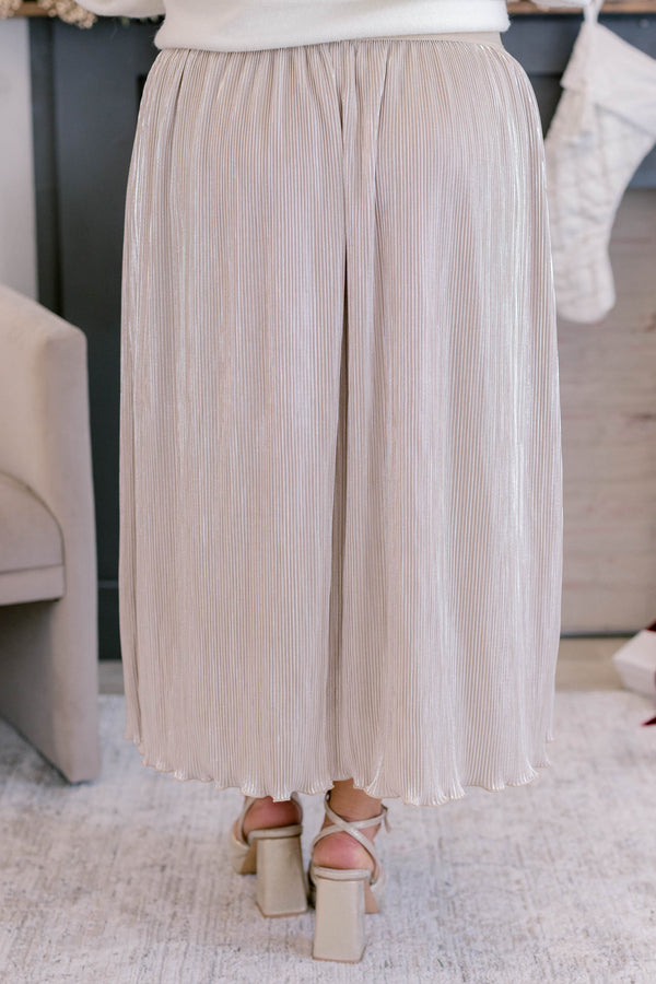 Chic Soul plus size clothing, cream and gold threaded midi skirt with stretchy waistband skirt