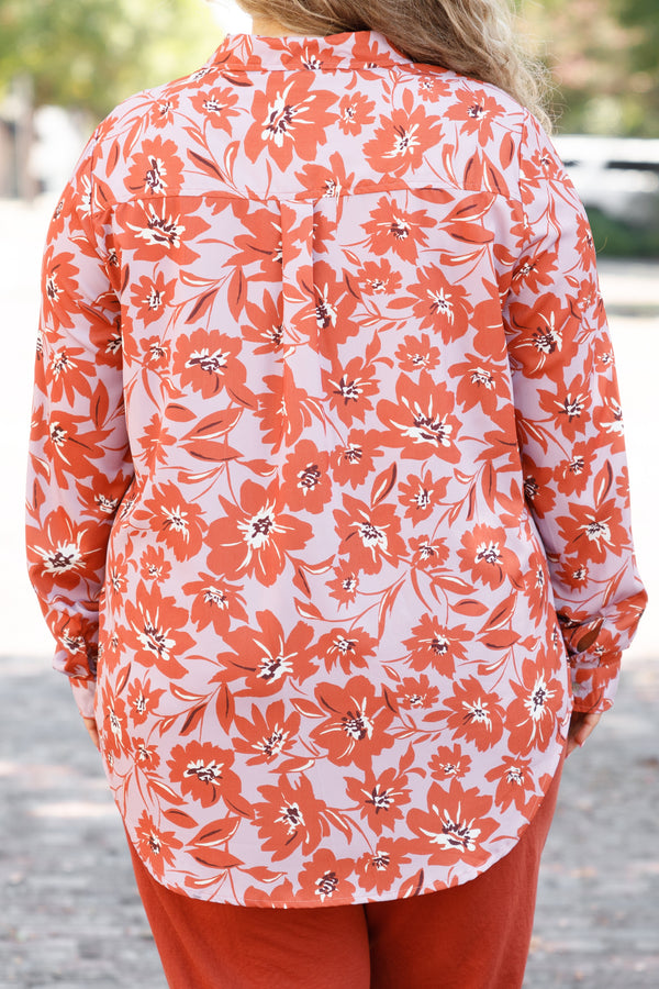 Chic Soul plus size clothing, lilac floral pattern top