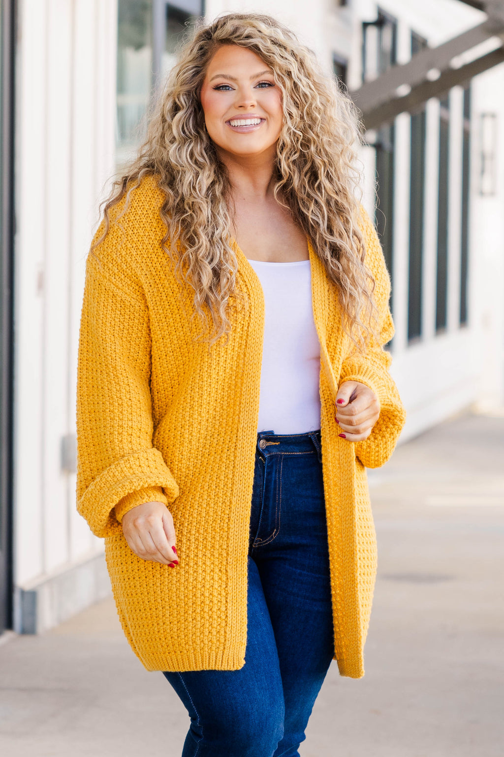 Women's plus store size mustard cardigan