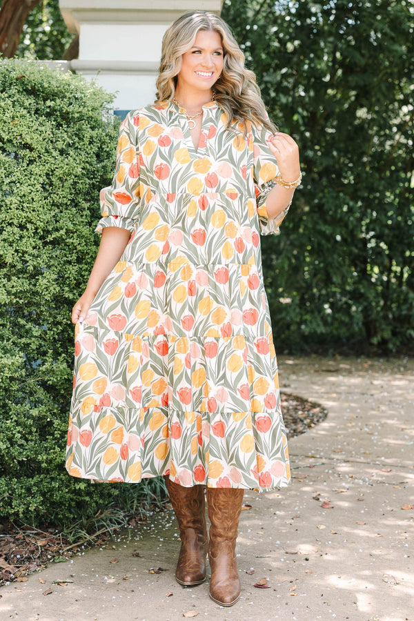 Love You So Dress, Taupe Floral