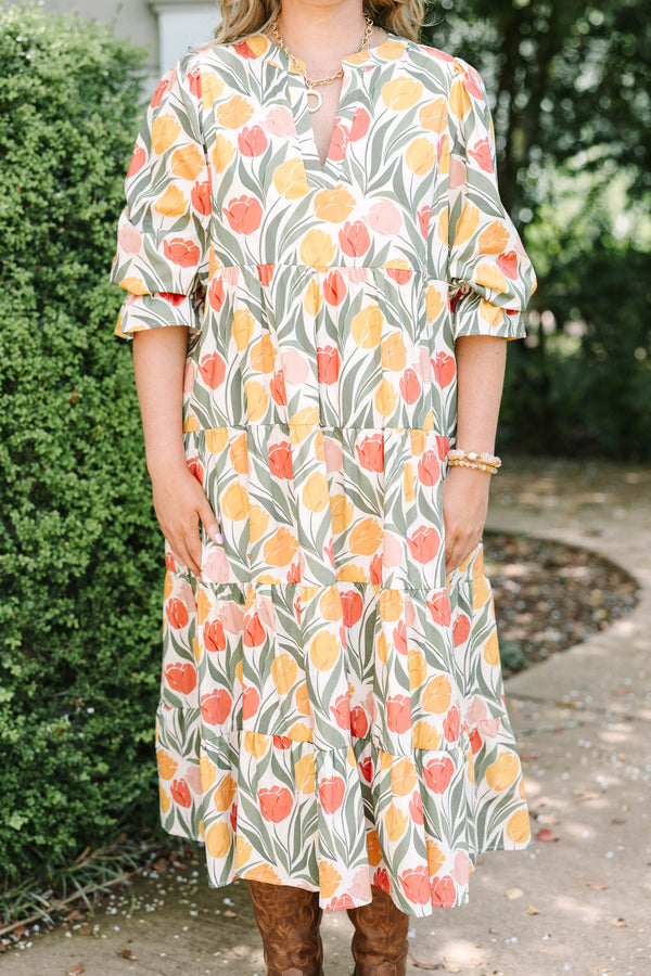 Love You So Dress, Taupe Floral