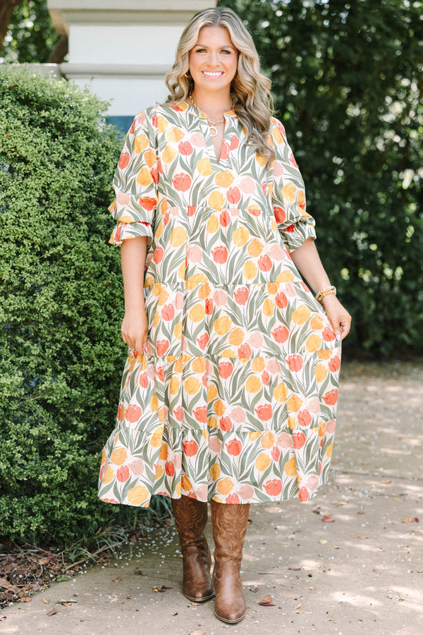 Love You So Dress, Taupe Floral